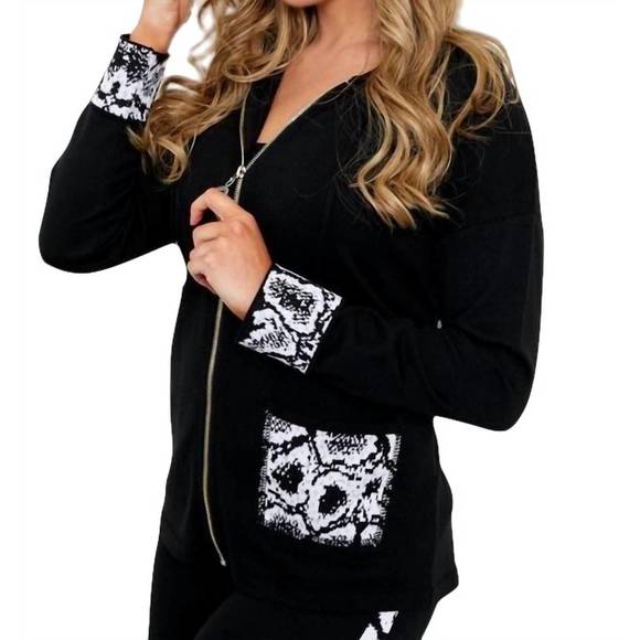 NEW ANGEL APPAREL zip hoodie with snake print in black - Picture 1 of 1